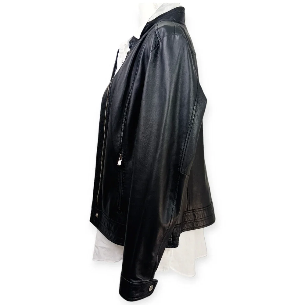 Laundry by Shelli Segal SZ XL Genuine Leather Jacket Gold Trim Buttery Soft